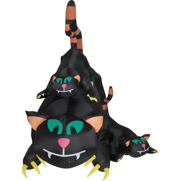5-ft Black Cat Trio Halloween Blow Up Inflatable Decoration with LED Light - Picture 1 of 9